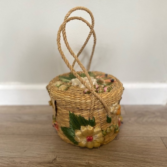 HANDMADE Basket Bag with Floral Pattern - Picture 6 of 11